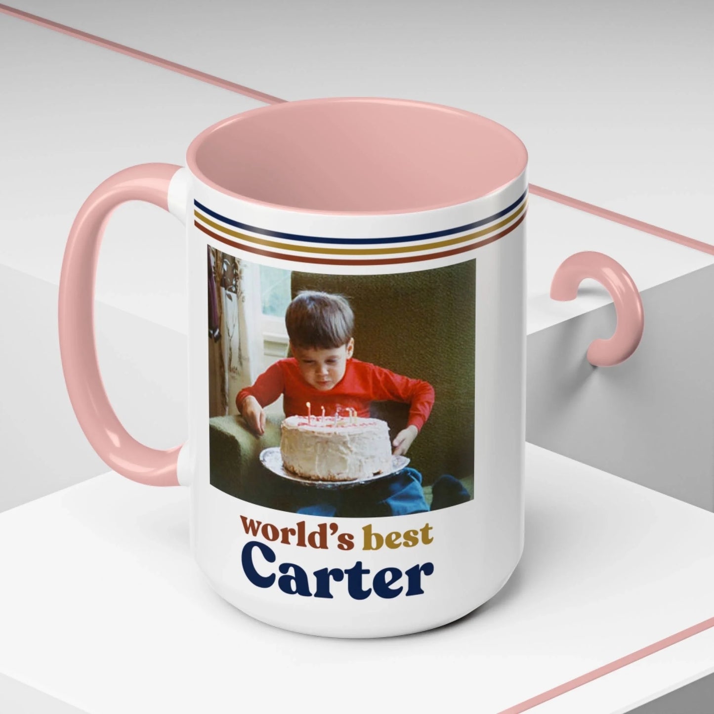 Custom Retro Photo 70s Coffee Accent Mug For Him – Personalized Vintage Photo & Name Accent Mug for Dad, Husband-15