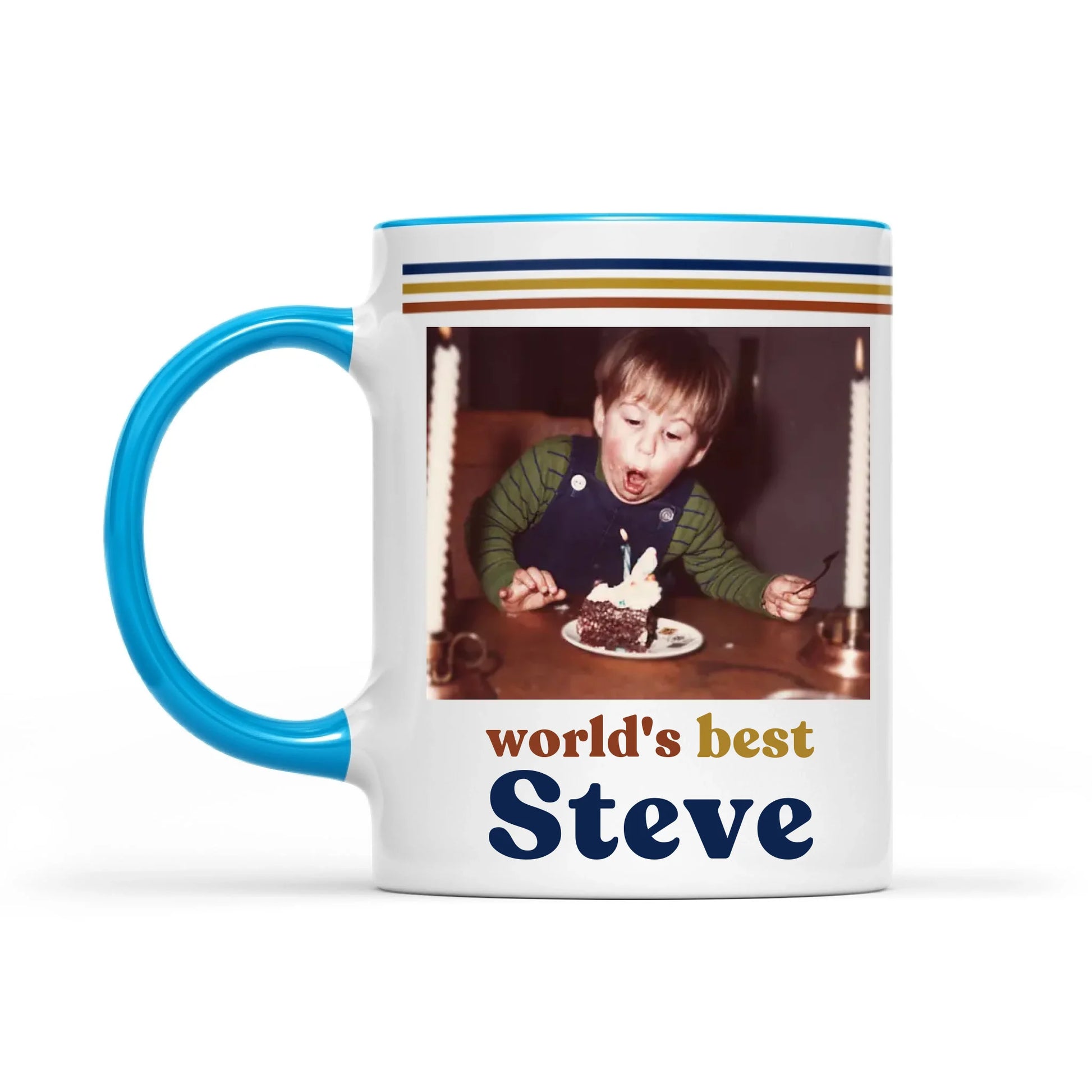 Custom Retro Photo 70s Coffee Accent Mug For Him – Personalized Vintage Photo & Name Accent Mug for Dad, Husband-2