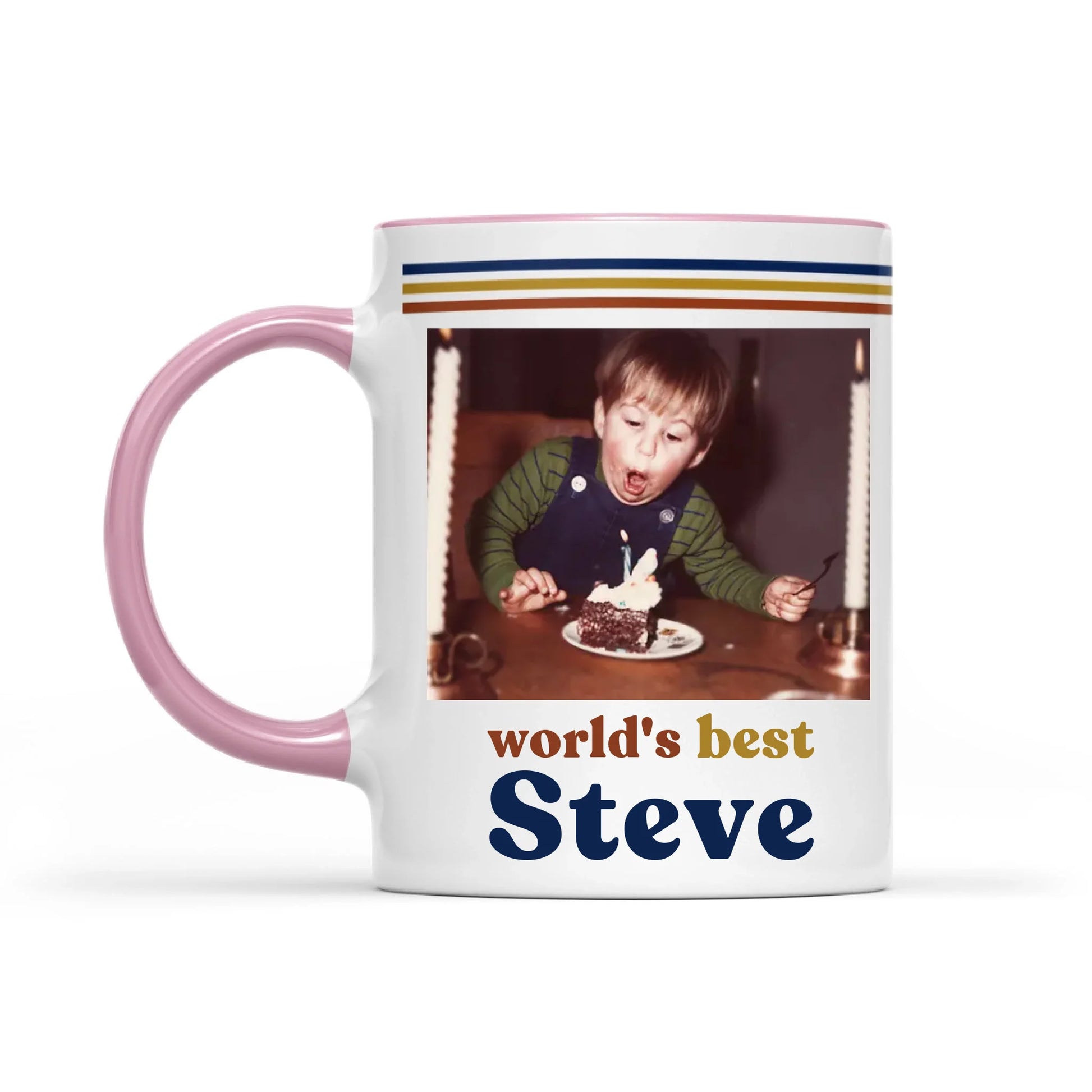 Custom Retro Photo 70s Coffee Accent Mug For Him – Personalized Vintage Photo & Name Accent Mug for Dad, Husband-3