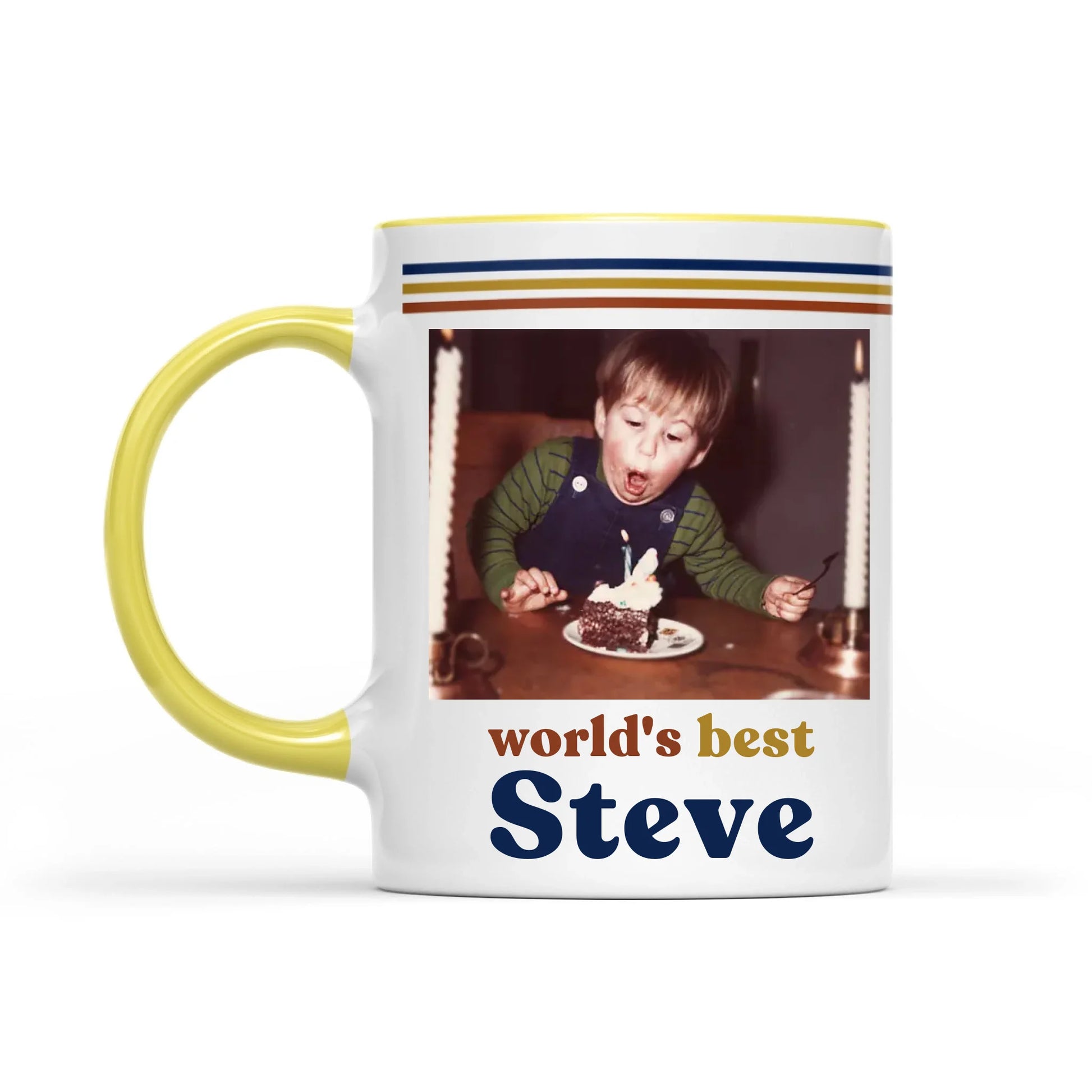 Custom Retro Photo 70s Coffee Accent Mug For Him – Personalized Vintage Photo & Name Accent Mug for Dad, Husband-5