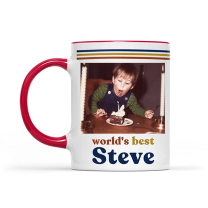 Custom Retro Photo 70s Coffee Accent Mug For Him – Personalized Vintage Photo & Name Accent Mug for Dad, Husband-1