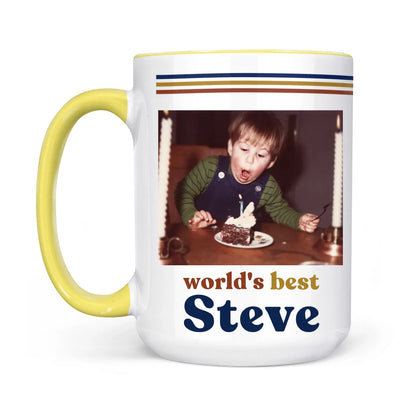 Custom Retro Photo 70s Coffee Accent Mug For Him – Personalized Vintage Photo & Name Accent Mug for Dad, Husband-10