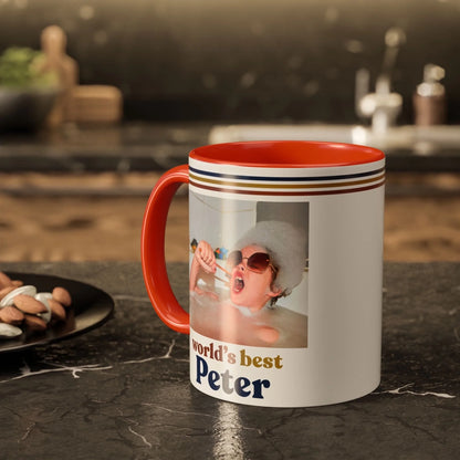 Custom Retro Photo 70s Coffee Accent Mug For Him – Personalized Vintage Photo & Name Accent Mug for Dad, Husband-16