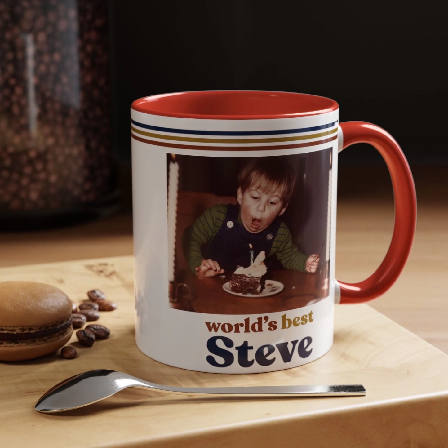 Custom Retro Photo 70s Coffee Accent Mug For Him – Personalized Vintage Photo & Name Accent Mug for Dad, Husband-12