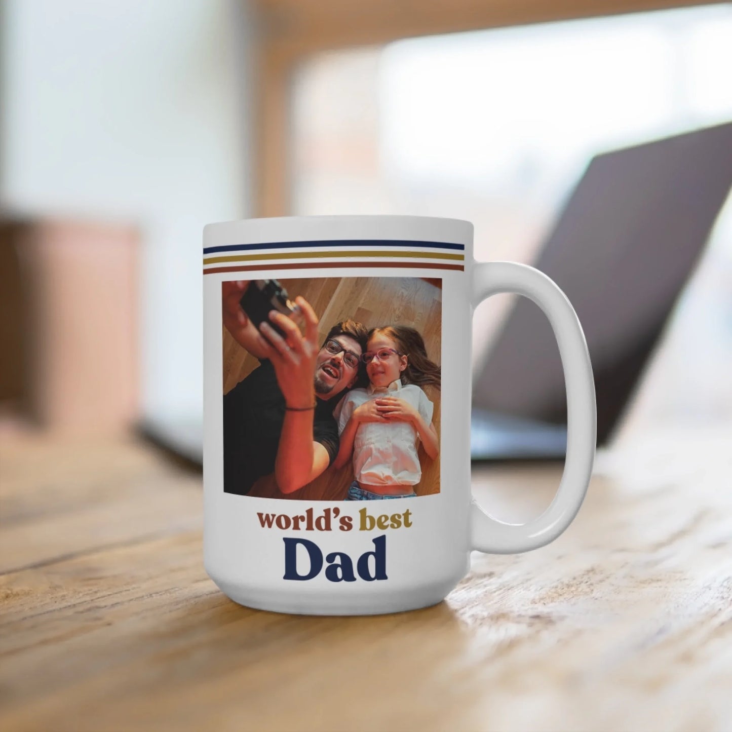 World’s Best Dad Photo Coffee Mug Retro 70s Father’s Day Vintage Dad Coffee Cup