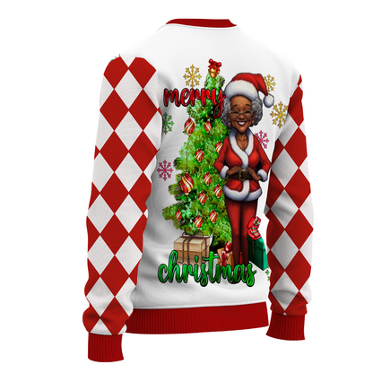 African American Mr And Mrs Black Santa Claus Merry Christmas Ugly Sweater for Men & Women