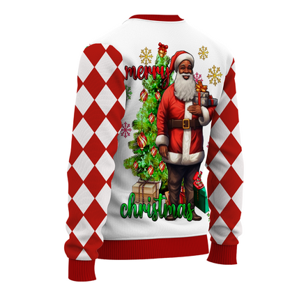 African American Mr And Mrs Black Santa Claus Merry Christmas Ugly Sweater for Men & Women