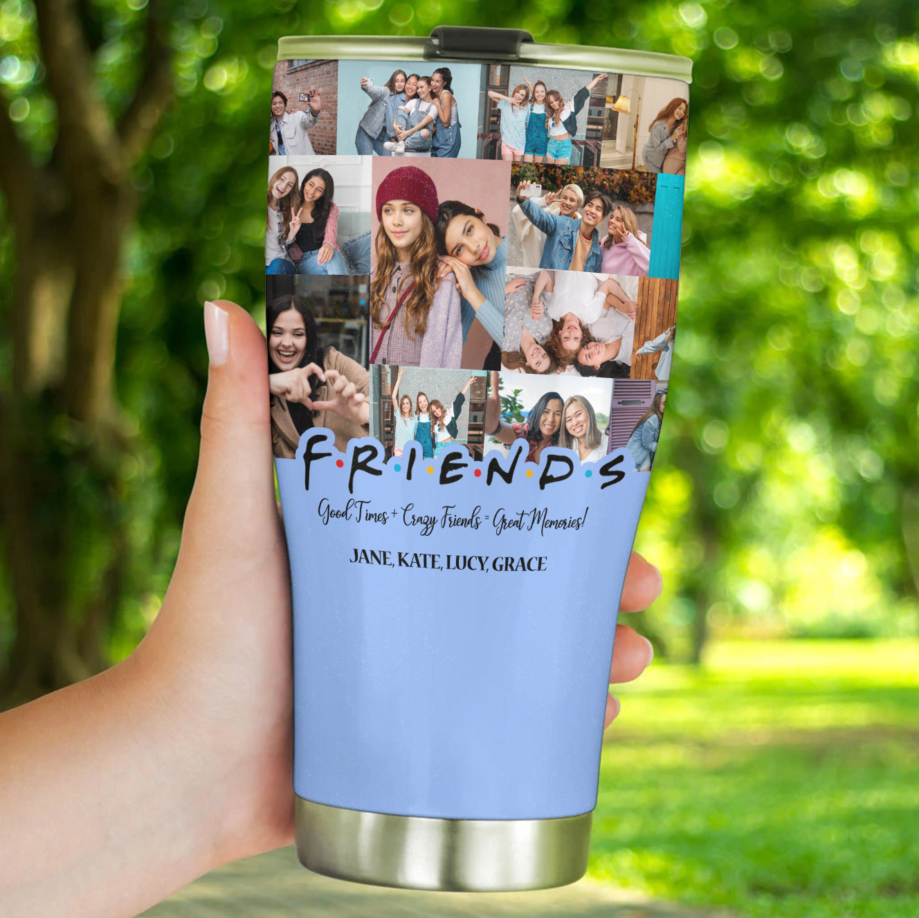 Best Friend BFF Gift From Photo Collage on Personalized 30oz Curved Tumbler for Bestie