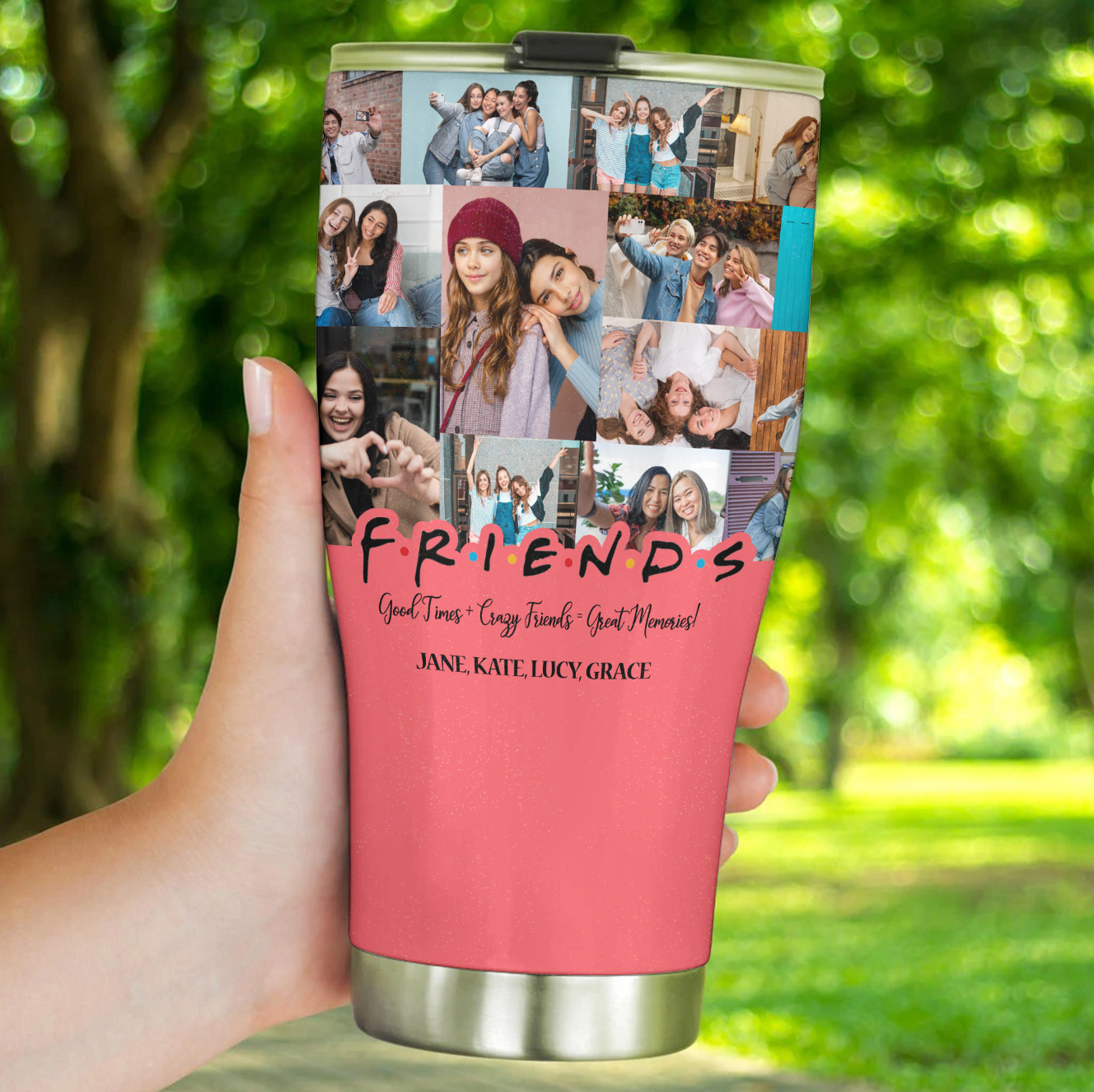 Best Friend BFF Gift From Photo Collage on Personalized 30oz Curved Tumbler for Bestie