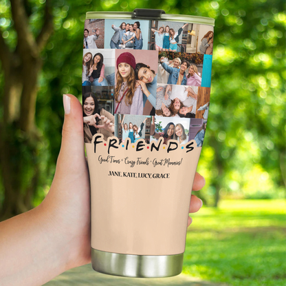 Best Friend BFF Gift From Photo Collage on Personalized 30oz Curved Tumbler for Bestie