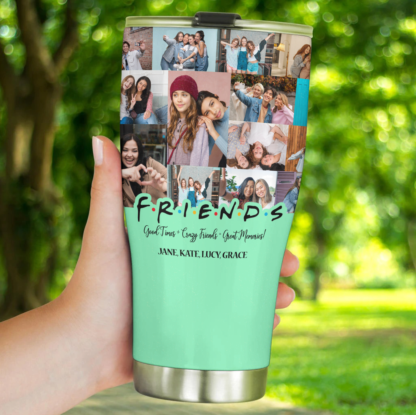 Best Friend BFF Gift From Photo Collage on Personalized 30oz Curved Tumbler for Bestie