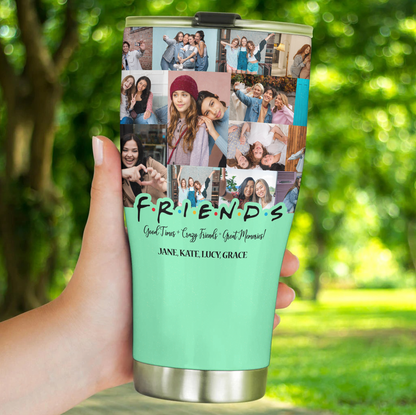 Best Friend BFF Gift From Photo Collage on Personalized 30oz Curved Tumbler for Bestie