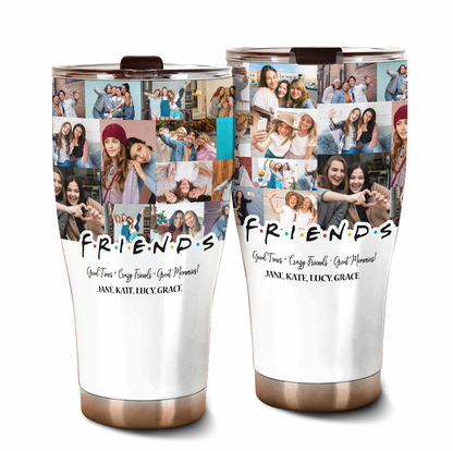 Best Friend BFF Gift From Photo Collage on Personalized 30oz Curved Tumbler for Bestie