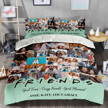 Best Friend BFF Gift From Photo Collage on Personalized Bedding Set for Bestie