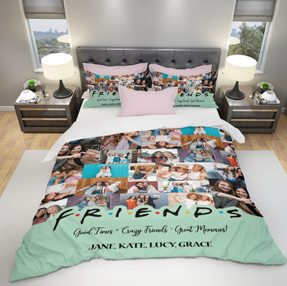 Best Friend BFF Gift From Photo Collage on Personalized Bedding Set for Bestie