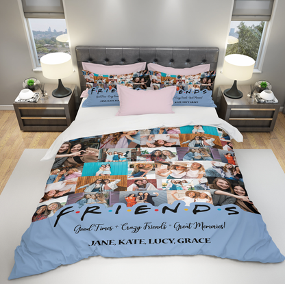 Best Friend BFF Gift From Photo Collage on Personalized Bedding Set for Bestie