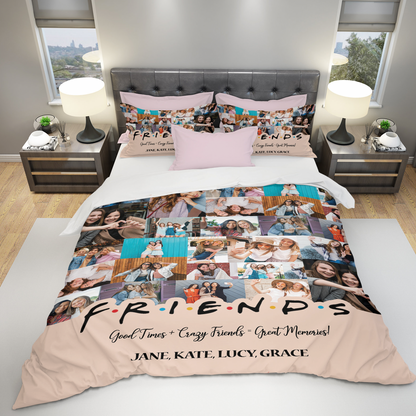 Best Friend BFF Gift From Photo Collage on Personalized Bedding Set for Bestie