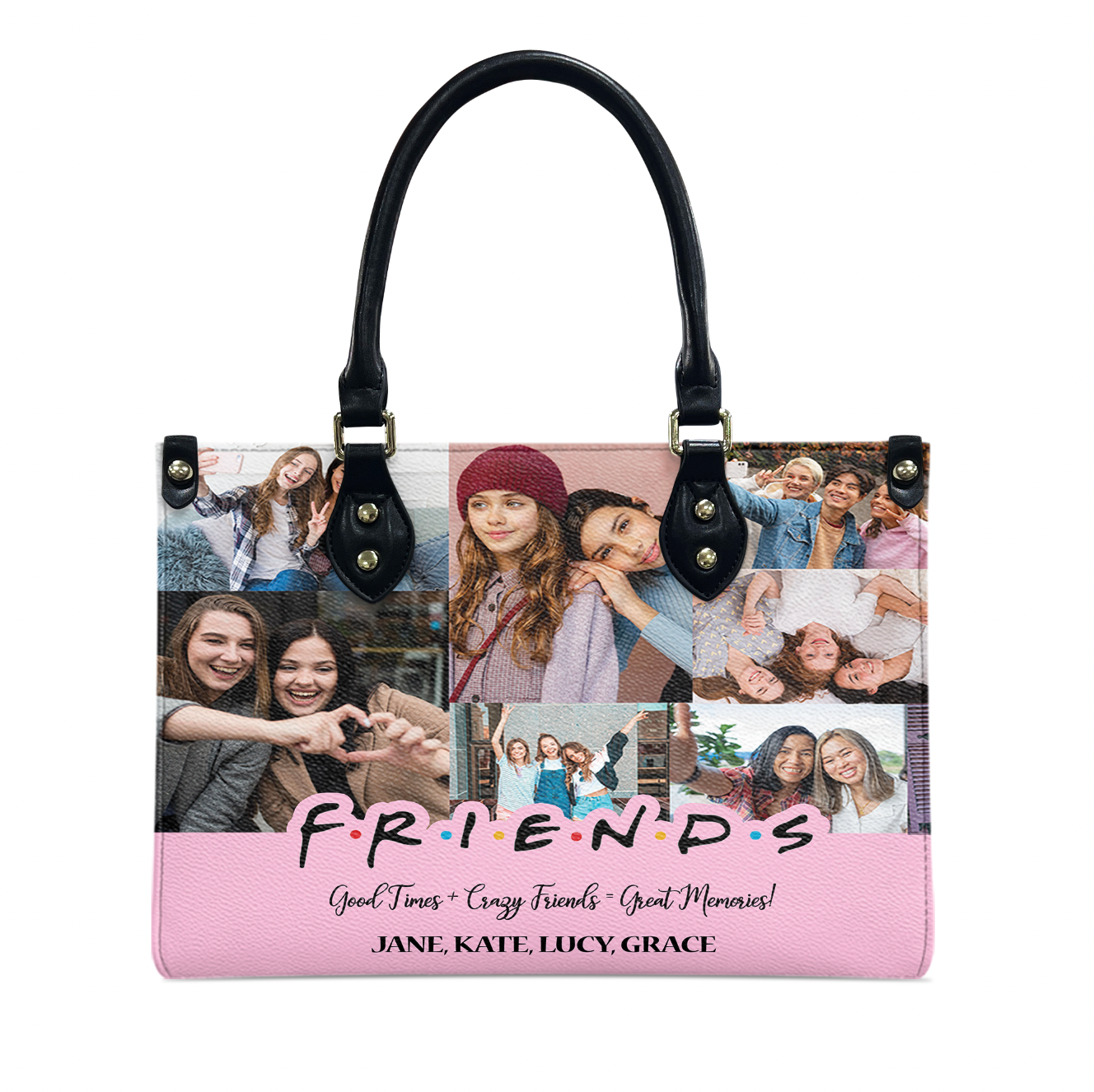 Create a Best Friend Gift From Photo Collage on Personalized Leather Handbag for Bestie