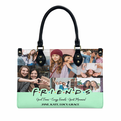 Create a Best Friend Gift From Photo Collage on Personalized Leather Handbag for Bestie