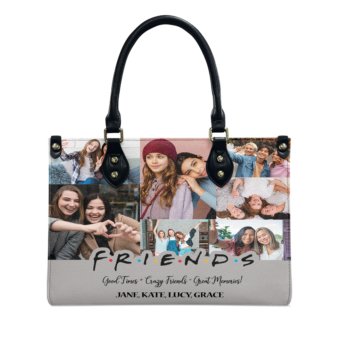 Create a Best Friend Gift From Photo Collage on Personalized Leather Handbag for Bestie