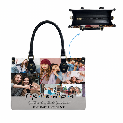 Create a Best Friend Gift From Photo Collage on Personalized Leather Handbag for Bestie