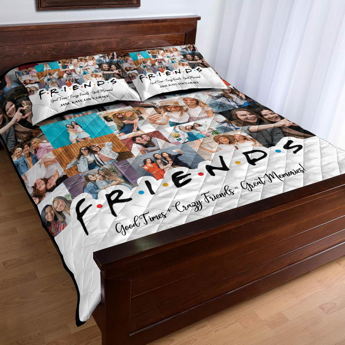 Create Gift for Best Friend From Photo Collage on Personalized Quilt Bedding Set for Bestie