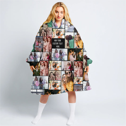 Create Your Own Blanket Hoodie with Collage Photo & Text