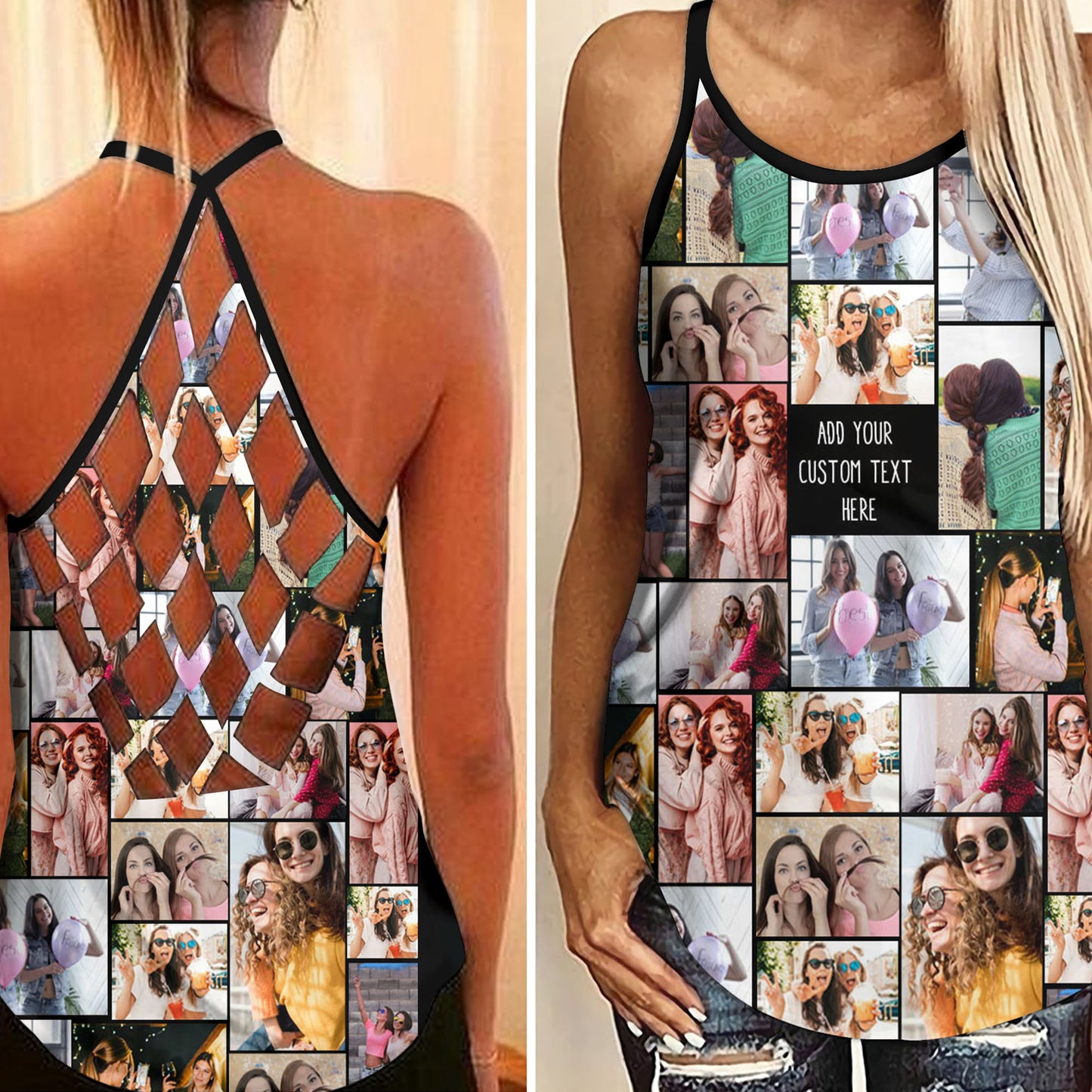 Create Your Own Criss Cross Tank Top with Collage Photo & Text