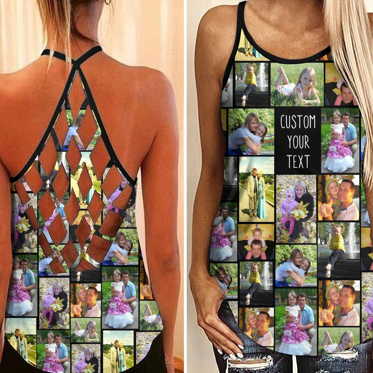 Create Your Own Criss Cross Tank Top with Collage Photo & Text