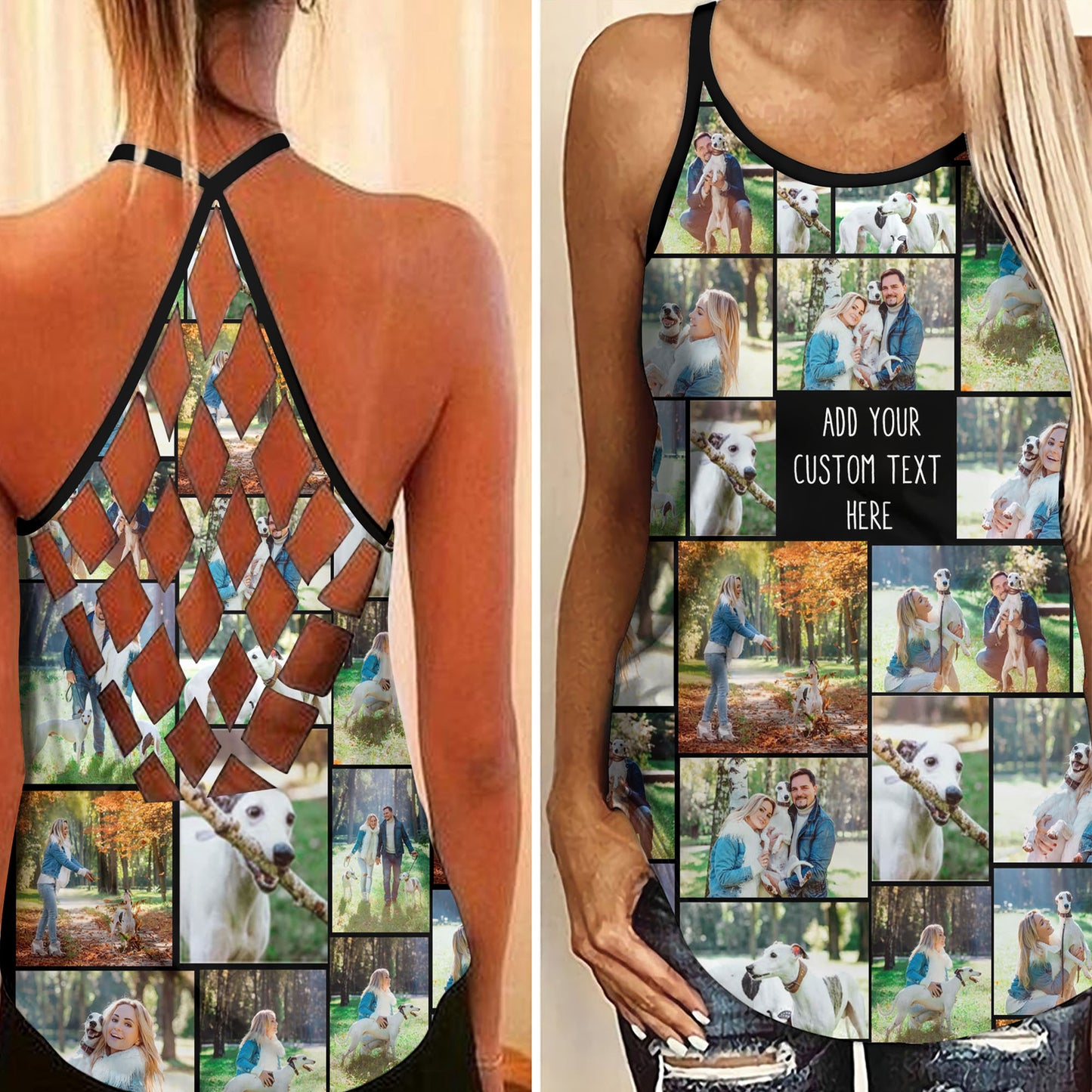 Create Your Own Criss Cross Tank Top with Collage Photo & Text