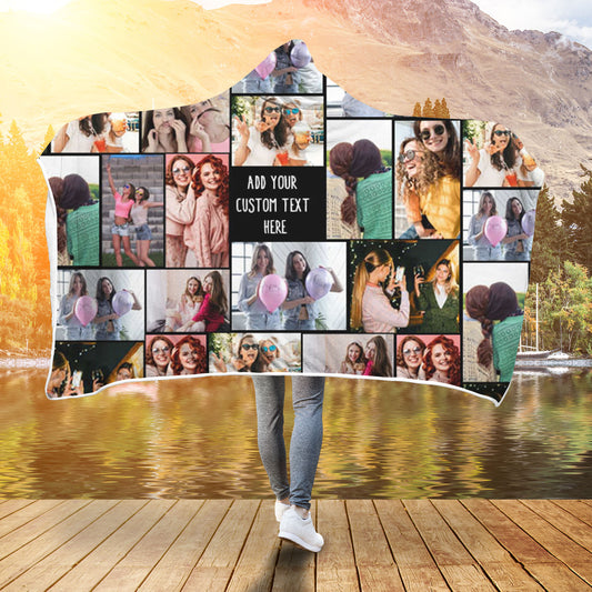 Create Your Own Custom Hooded Blanket with Collage Photo & Text