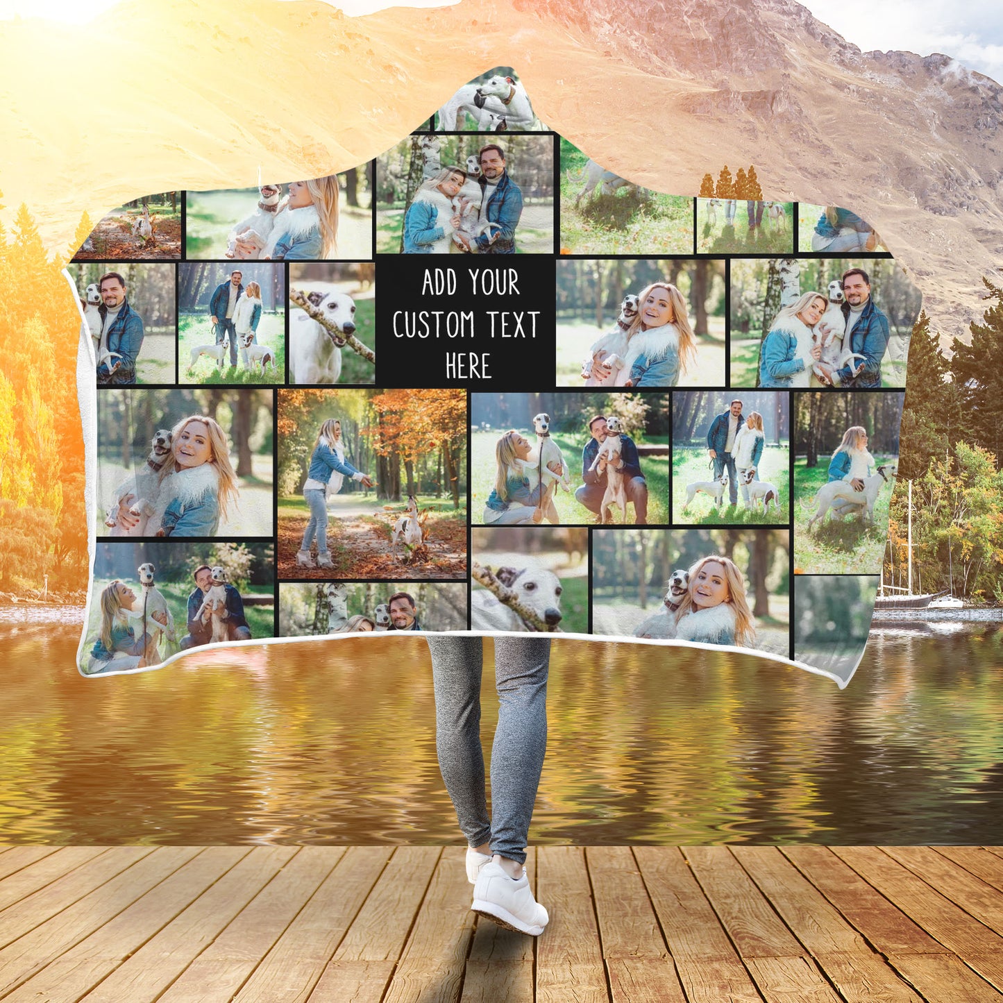 Create Your Own Custom Hooded Blanket with Collage Photo & Text
