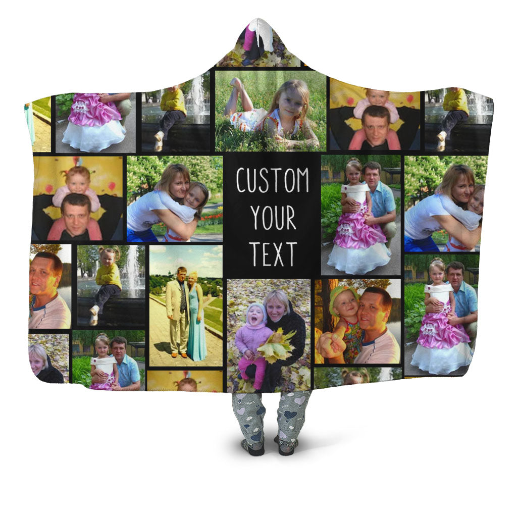 Create Your Own Custom Hooded Blanket with Collage Photo & Text