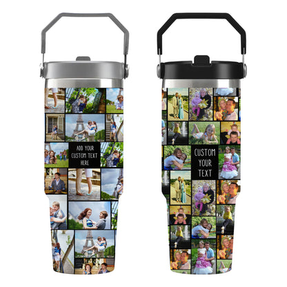 Create Your Own Flip Straw 30oz Printed Tumbler with Collage Photo and Text