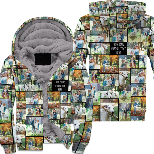 Create Your Own Personalized Fleece Zip Hoodie with Your Collage Photo & Text