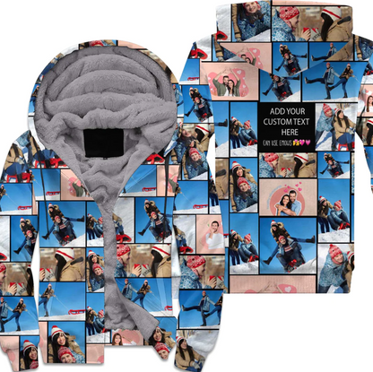 Create Your Own Personalized Fleece Zip Hoodie with Your Collage Photo & Text