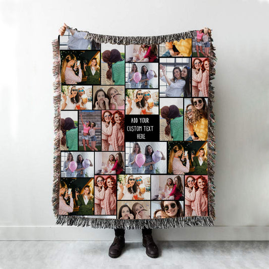 Create Your Own Personalized Woven Blanket with Collage Photo & Text