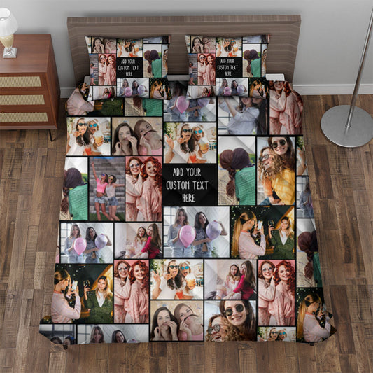 Create Your Own Quilt Bedding Set with Collage Photo & Text