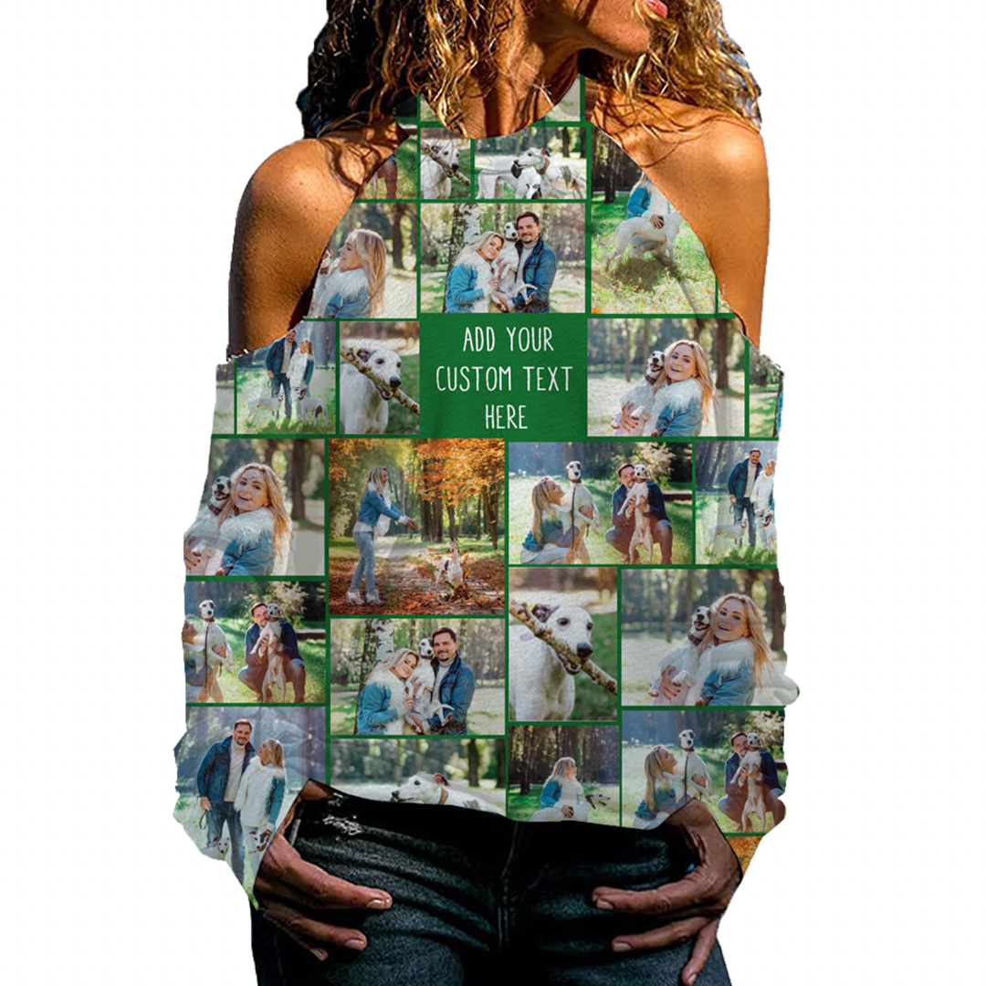 Create Your Own Strapless Long Sleeve Shirt with Collage Photo & Text