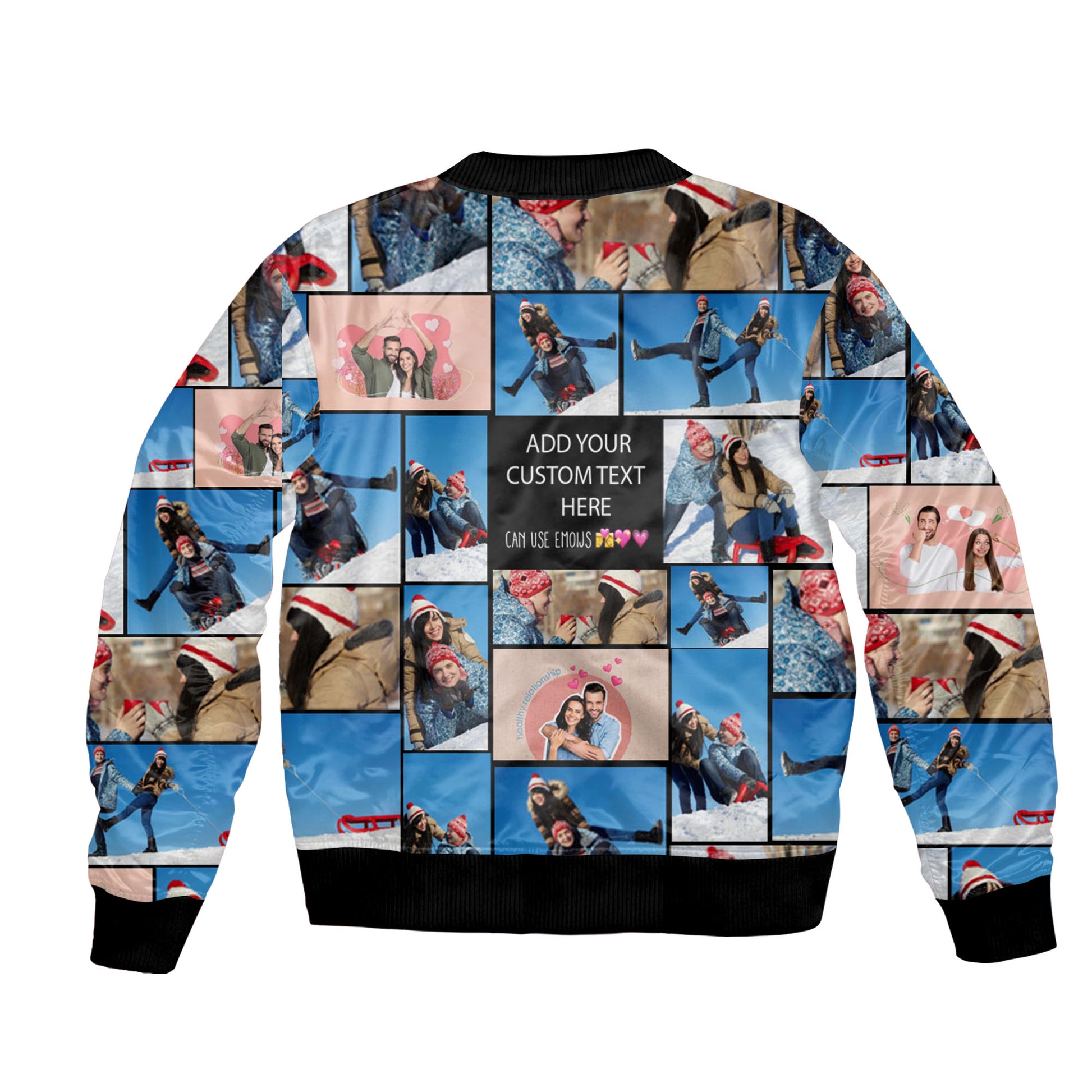 Create Your Own Unisex Bomber Jacket with Collage Photo & Text