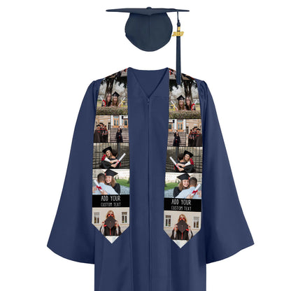 Create Your Own V-tip Satin Graduation Stole with Collage Photo and Text