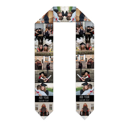 Create Your Own V-tip Satin Graduation Stole with Collage Photo and Text