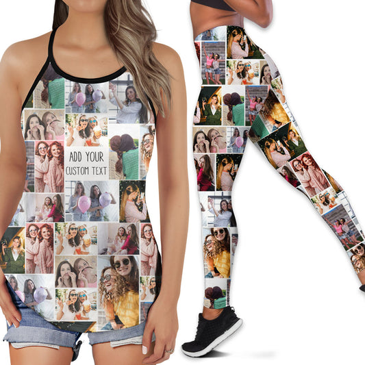 Create Your Own Criss-Cross Tank Top & Leggings Set with Collage Photo & Text