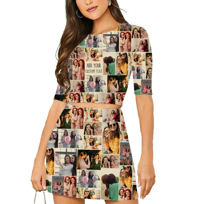 Create Your Own Croptop & Mini Skirt Set with Collage Photo & Text