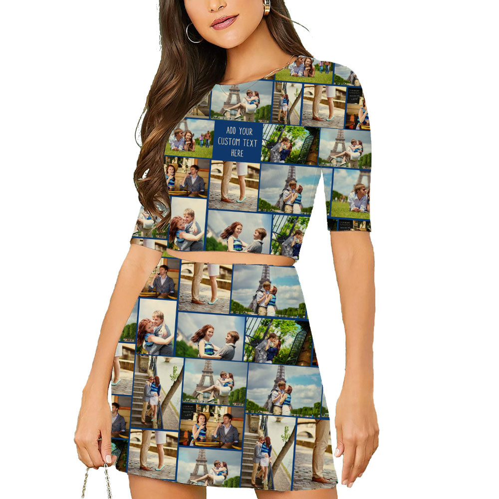 Create Your Own Croptop & Mini Skirt Set with Collage Photo & Text