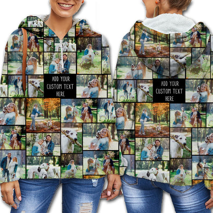 Create Your Own Soft Furry Hoodie with Collage Photo and Text
