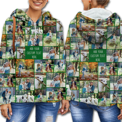 Create Your Own Soft Furry Hoodie with Collage Photo and Text
