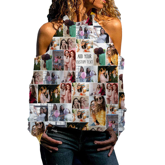 Create Your Own Strapless Long Sleeve Shirt with Collage Photo & Text