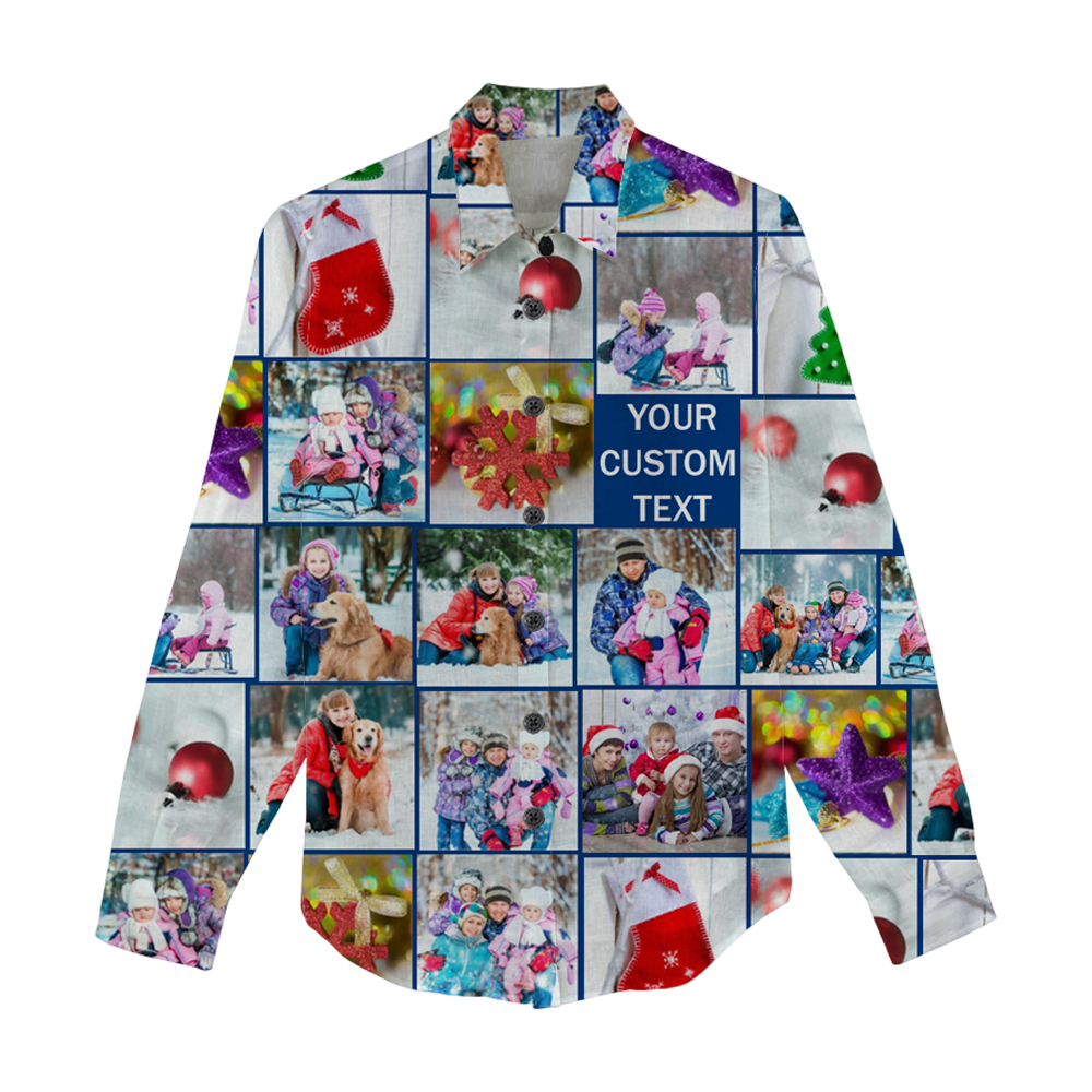 Create Your Own Women's Linen Shirts with Collage Photo & Text