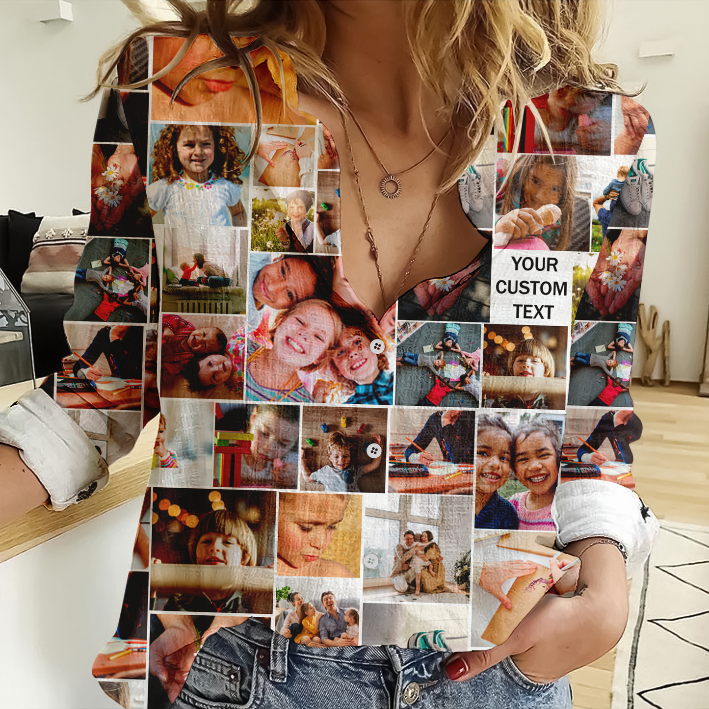 Create Your Own Women's Linen Shirts with Collage Photo & Text
